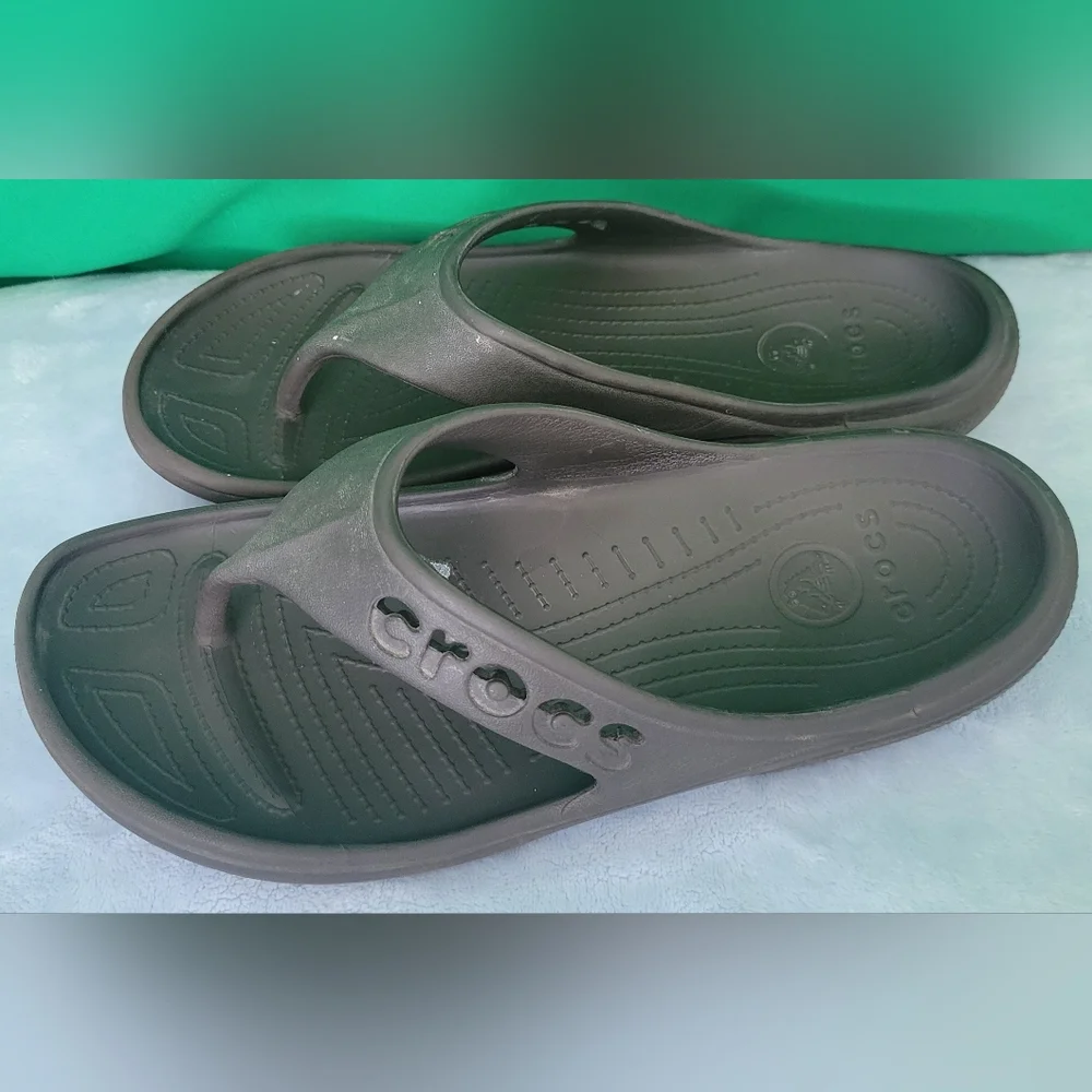 Used Crocs Black Classic Flip Slide Mens Size 11